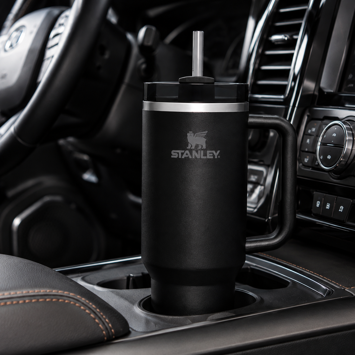 40oz Insulated Travel Tumbler with Straw & Handle — Fits Car Cup Holders